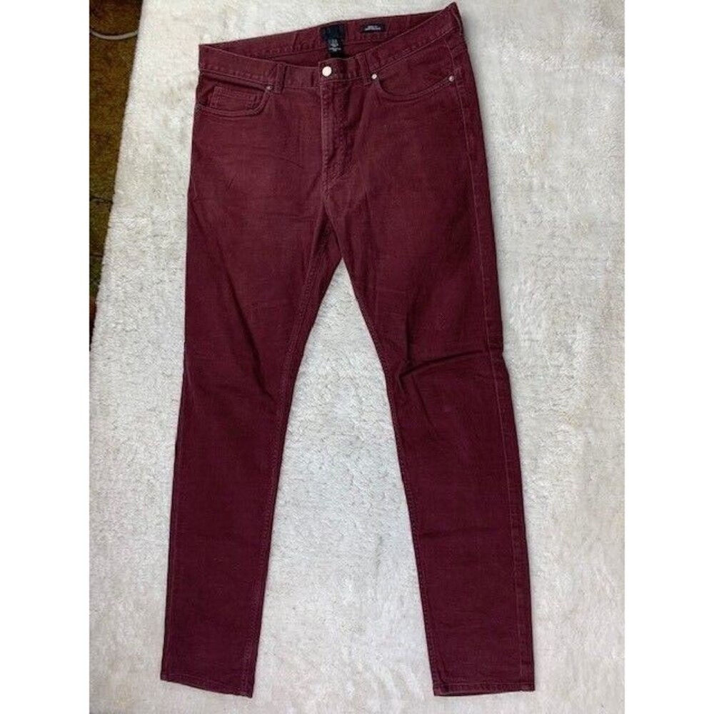 H&M Size 32 Womens Jeans Maroon Skinny Fit Stretch Mid Rise